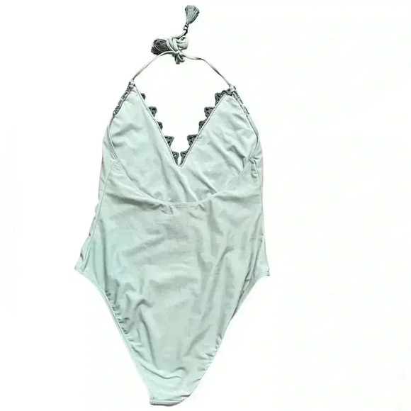Teal One Piece Bathing Suit crochet Mid Piece, Size Small, Great Condition - Picture 4 of 7
